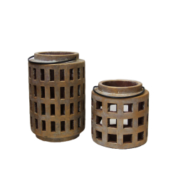 Lampion ceramiczny betonowy Rustykalny Złoty 16cm